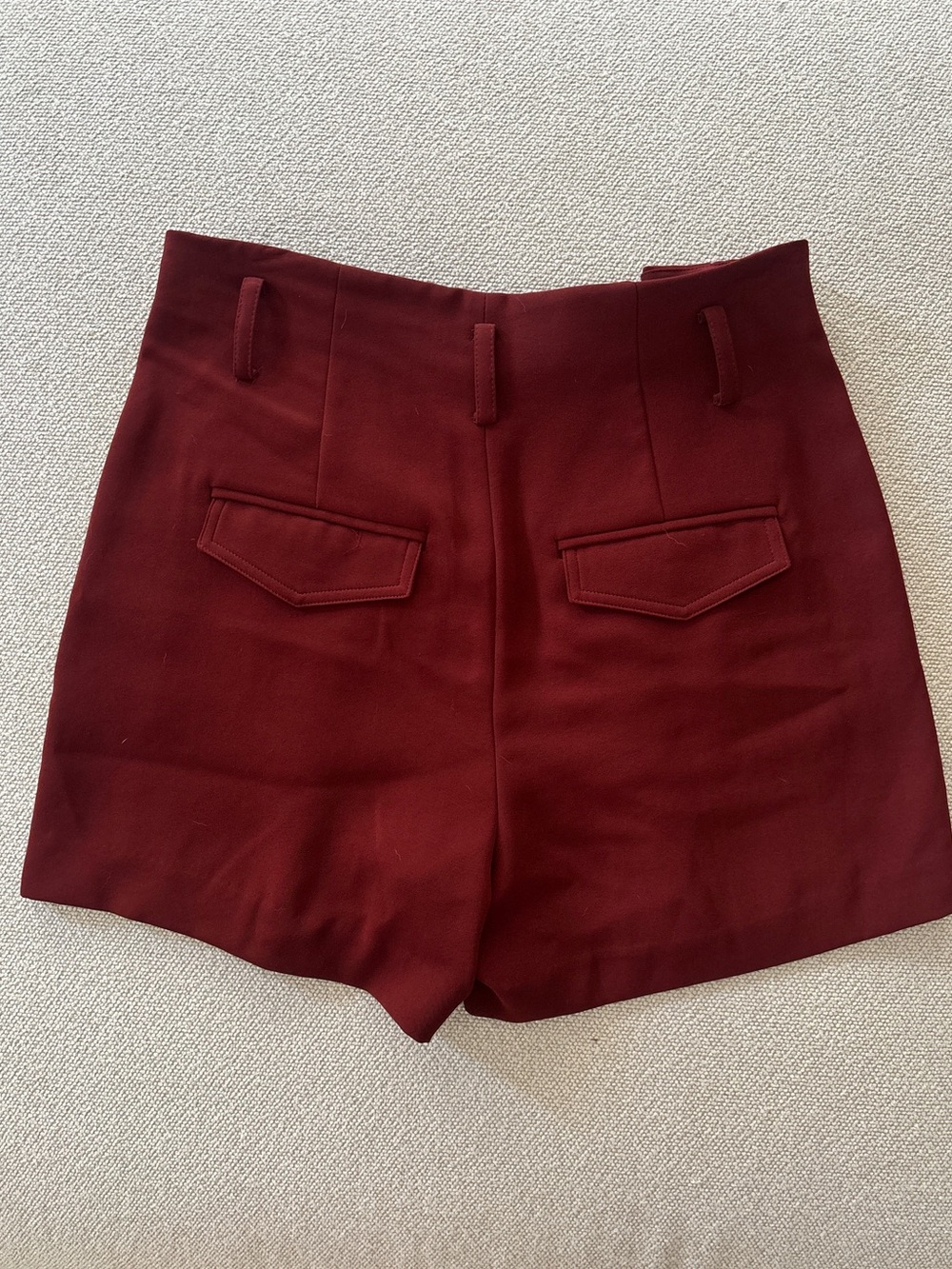 Vince Pleated High Rise Paper-Bag Shorts Redwood Red Size 6 - Picture 5 of 5